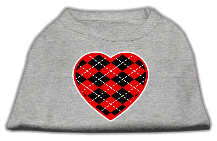 Argyle Heart Red Screen Print Shirt Grey Lg